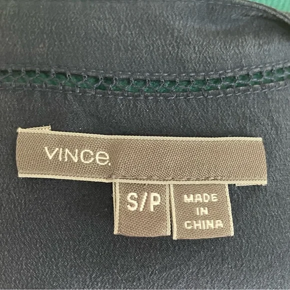 Vince Navy V-Neck Sleeveless Silk Blouse - Picture 6 of 6